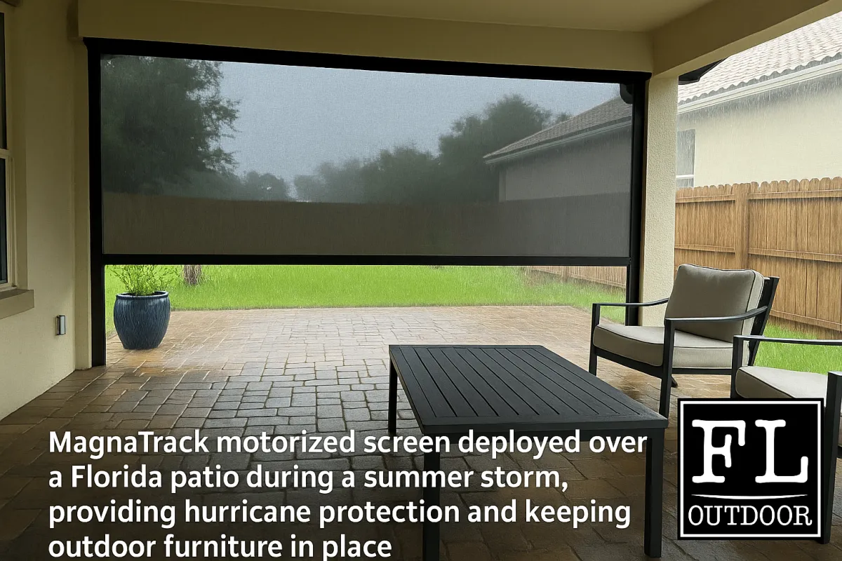Stop Packing Up Your Patio: MagnaTrack Motorized Screens Make Storm Prep Easy