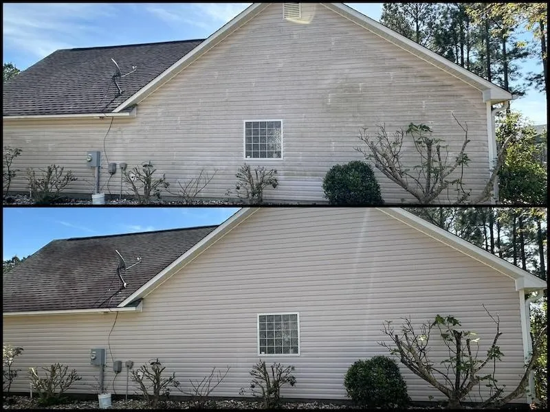 Before & After Pressure Washing Image From Vinyl Siding
