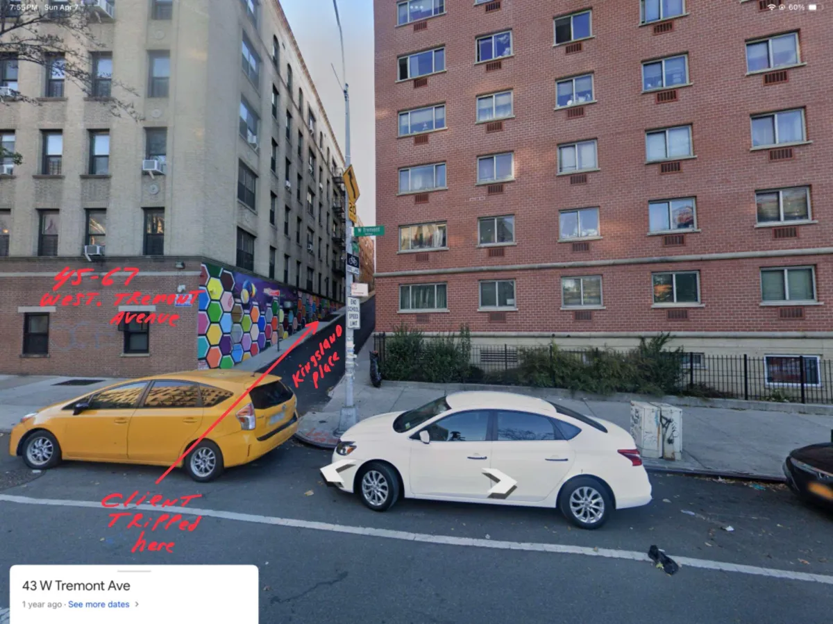 metal grate diagram of accident site in the bronx