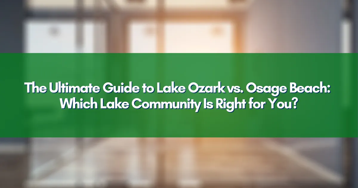 Split aerial view showing Lake Ozark and Osage Beach neighborhoods