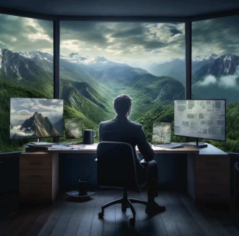Business person with view