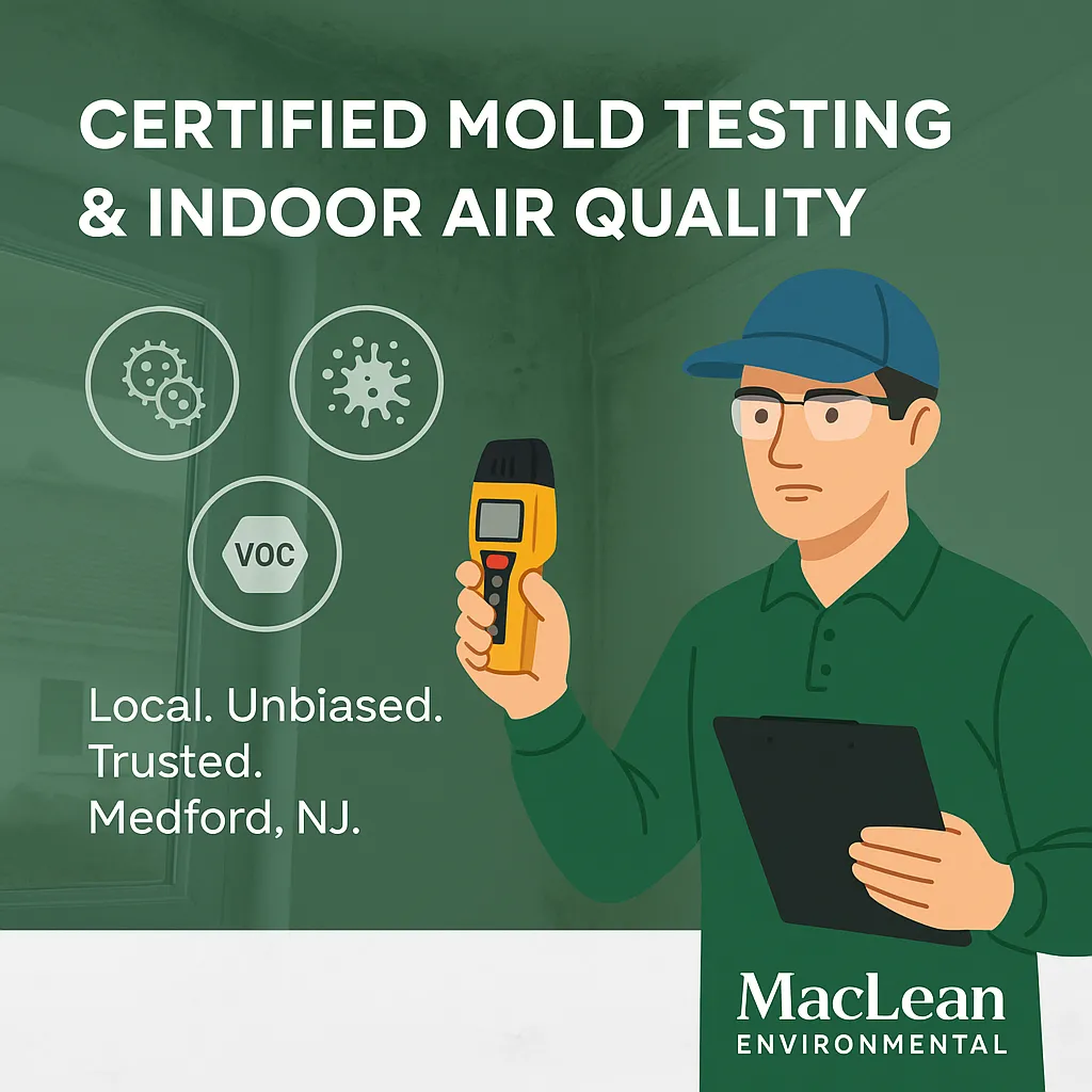 Mold testing image of a cartoon man testing air particles