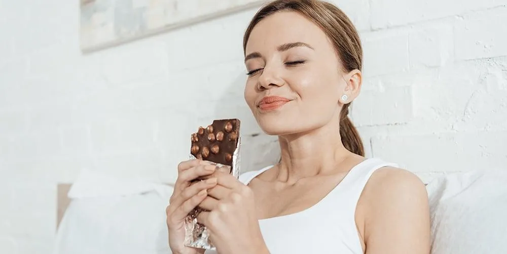 woman eating chocoalte