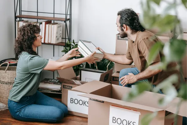 family decluttering sorting boxes refresh home