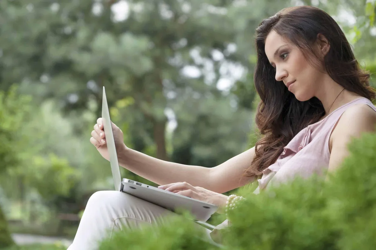 woman working on a laptop