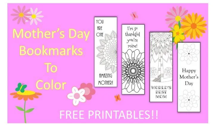 mother's day bookmarks to color