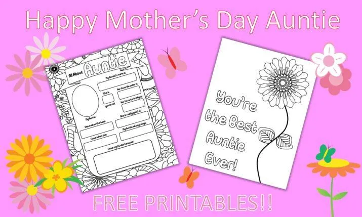 mothers day aunt printables