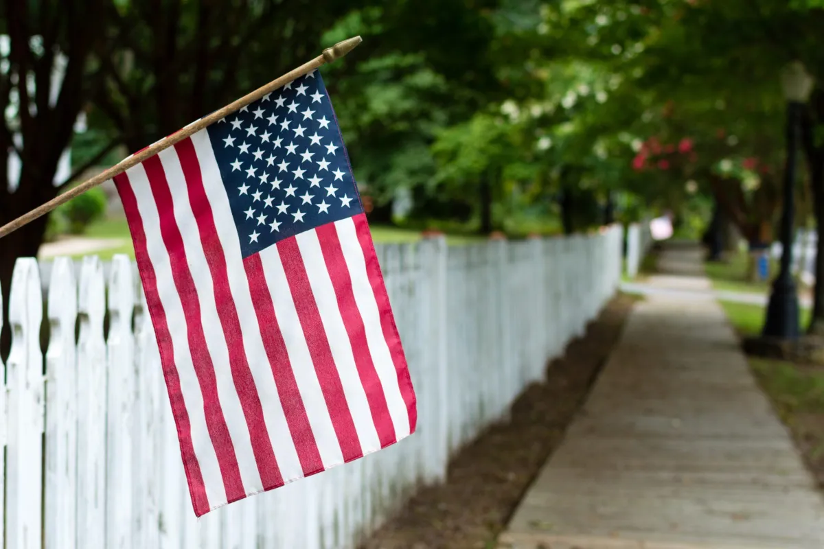 flag hanging from a small pole