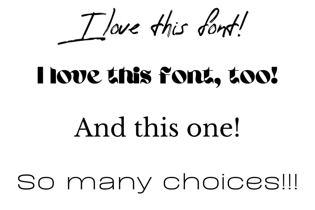 different types of fonts displayed