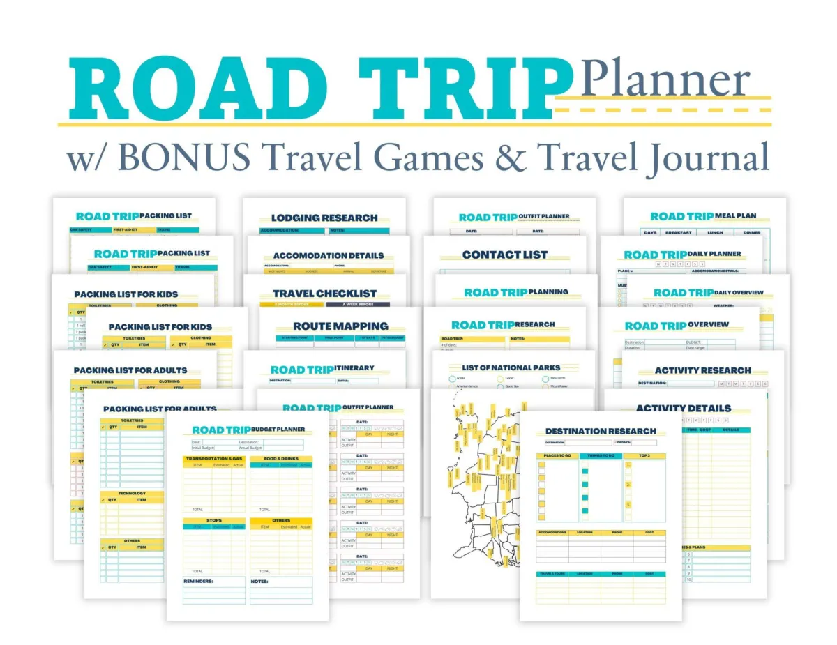 printable road trip travel planner