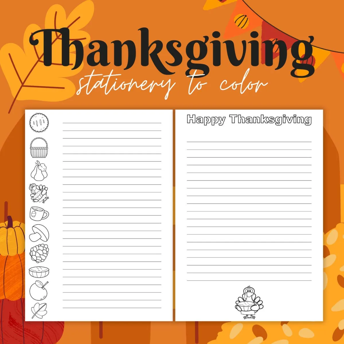 Thanksgiving stationery to color