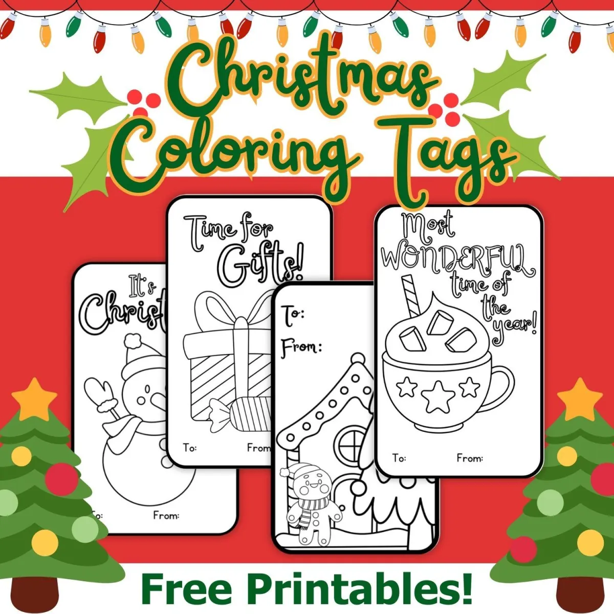 Christmas gift tags to color