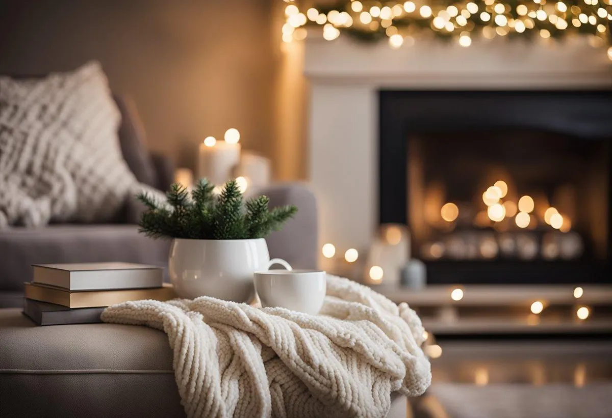 cozy living room in front of a fireplace