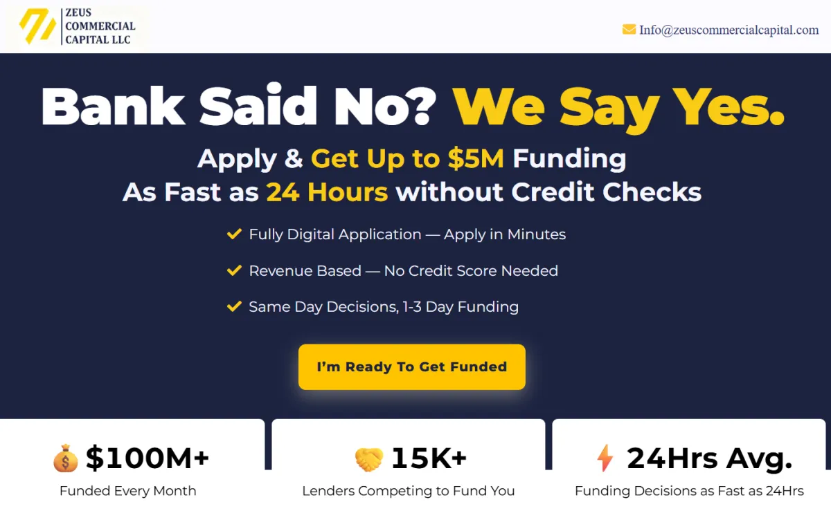 Fast Working Capital Loans | Zeus Commercial Capital