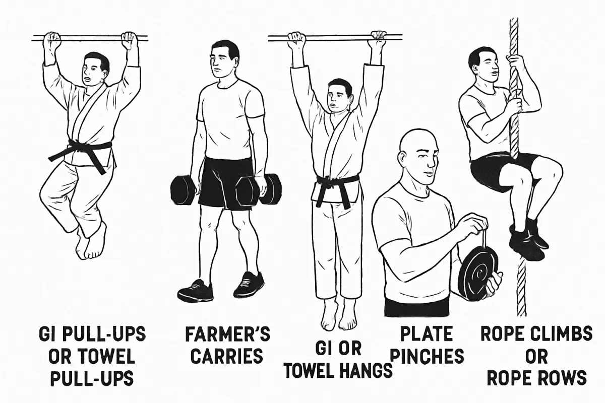 Illustration of gi pull-ups for grip strength