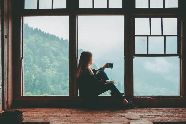 Woman pausing to reflect on who she is and what she wants.
