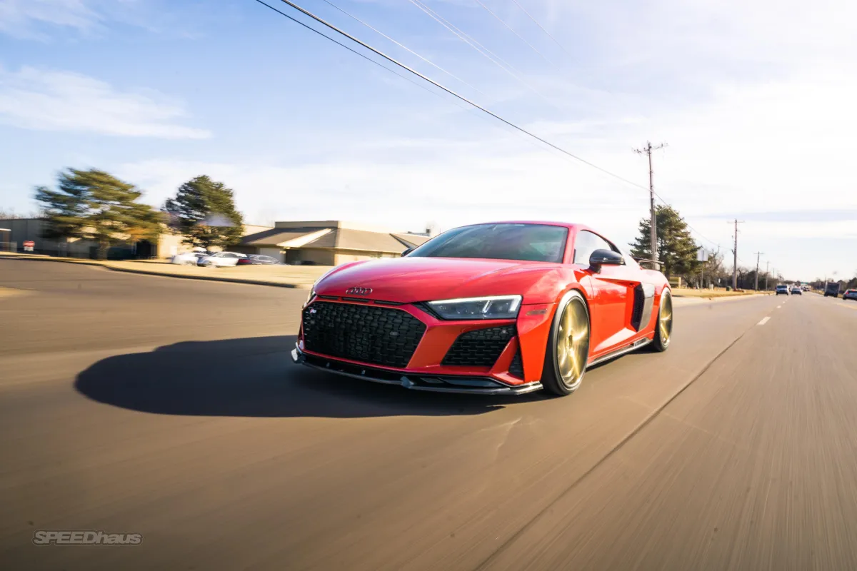 Audi cruising down the road