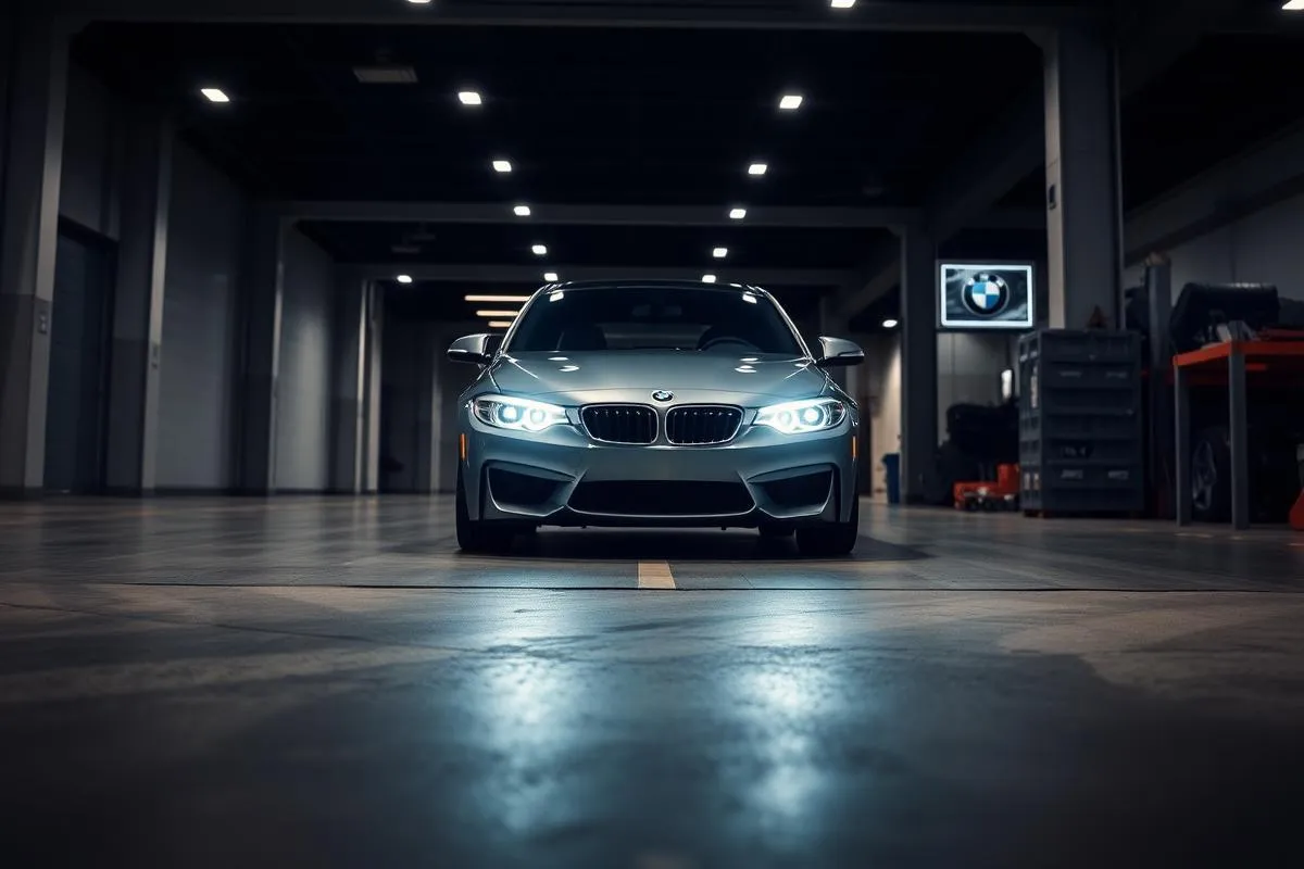 BMW in a service garage for repair