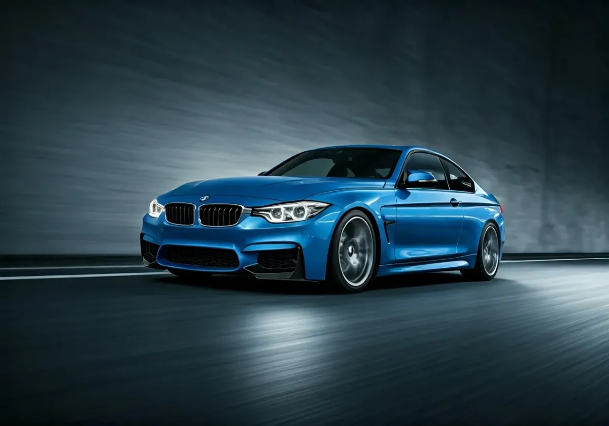 Recently repaired BMW on the road