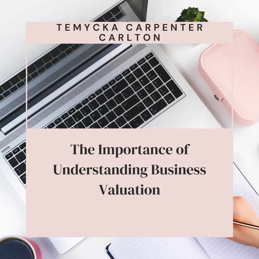 Temycka Carpenter Carlton leading a discussion on business valuation strategies with a team of professionals at a conference table.
