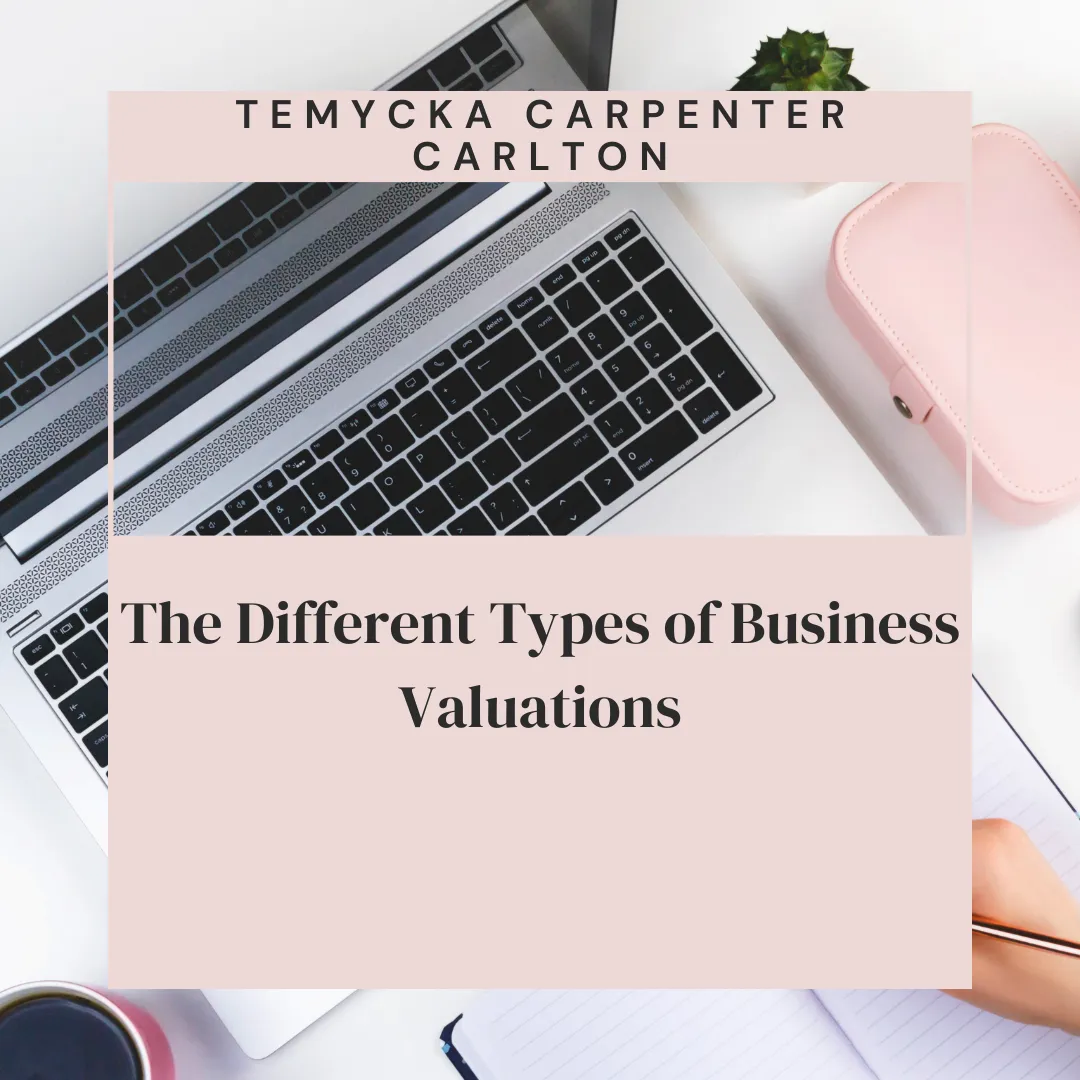 Temycka Carpenter Carlton discusses the different types of business valuations with professionals at a conference table.