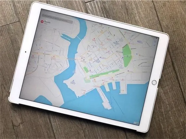 iPad with relevant map data