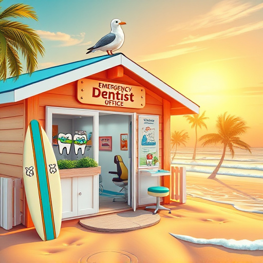 A serene dental clinic in Rosemary Heights, Central BC, focused on dental implants, features a stylish dental chair beneath a whimsical tooth-shaped lamp that casts a warm glow. The walls are adorned with colorful illustrations of smiley teeth wearing sunglasses alongside floral motifs, creating a playful yet professional atmosphere. In one corner, a cartoonish tooth fairy with oversized wings playfully holds a shiny dental implant, adding whimsy. Nearby potted plants contribute to a calming ambiance, while the vibrant color-block patterned floor echoes modern art. Natural light streams through large windows, filling the space with a cheerful, comforting vibe, promoting the idea that dental health can be an enjoyable experience. The soft blue, fresh green, and lively pastel color palette harmonizes in a ColorFieldPainting style, embodying both calmness and energy in this welcoming community setting.