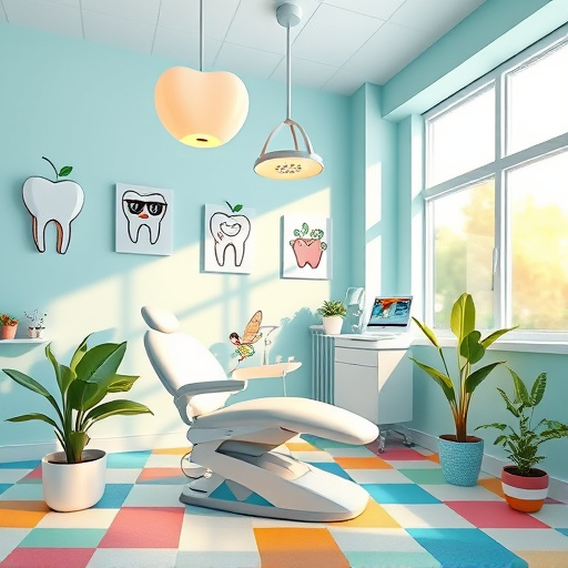 A whimsical dentist's office resembling a beach hut, featuring a tooth-shaped sign swaying in the breeze and surfboards with tooth-themed artwork outside. The scene is bathed in a warm golden hue from the setting sun, creating a calm and welcoming mood. Inside, glimpses of dental chairs with beach-themed cushions and playful decor can be seen, along with a wall adorned with cheerful fish in oversized dental bibs. A cartoonish seagull wearing a tiny dentist's mask is perched on the roof. The background showcases the serene Crescent Beach, with gentle waves, swaying palm trees, and a soothing ambiance. The color palette features soft pastels of ocean blues, sandy yellows, and vibrant greens, all illustrated in a smooth and lively digital art style that blends professionalism with playfulness.