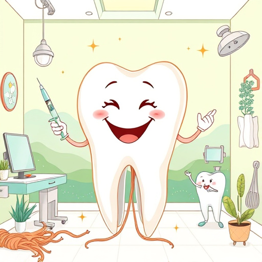 A bright and inviting dental clinic scene, featuring modern dental equipment glistening under warm lighting. In the foreground, a whimsical arrangement of dental tools includes a pearly white toothbrush, a tube of minty toothpaste, and colorful dental floss. Cartoonish teeth characters with various expressions are nestled among vibrant, oversized mint leaves, symbolizing freshness and cleanliness. The color palette showcases bright whites, soft blues, and pops of green, creating a cheerful and reassuring atmosphere. The background includes a softly blurred view of a sunny dental waiting area, adorned with potted plants and playful artwork. Quirky details like a dental calendar with humorous teeth puns and tooth-shaped cushions add personality, conveying an approachable message about dental care and the importance of teeth cleaning. The artwork blends realism and whimsy, appealing to a wide audience.