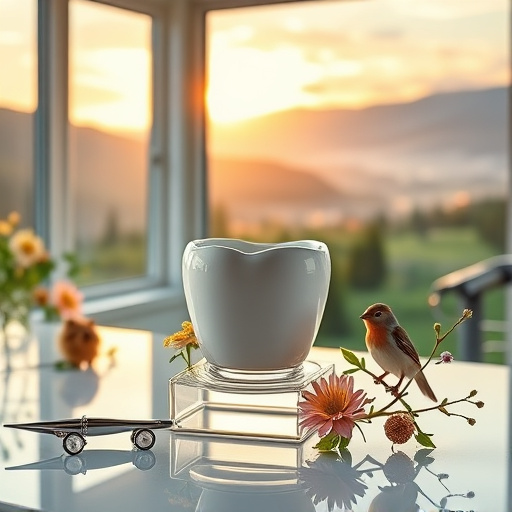 Alt text: "Blog cover image depicting a serene dental office in Panorama Ridge, BC, surrounded by lush greenery. Large windows allow natural light to illuminate polished dental tools on a sparkling countertop. The focus is on an artistic representation of a dental crown on a decorative stand, adorned with local wildflowers. Tiny woodland creatures, a squirrel and a bird, observe the crown, symbolizing community support. The soft-focus background features rolling hills and distant mountains at sunset, with a calming color palette of greens, browns, soft blues, and warm golds. The art style blends High Renaissance techniques with modern dental aesthetics, conveying professionalism, trust, and a tranquil atmosphere."