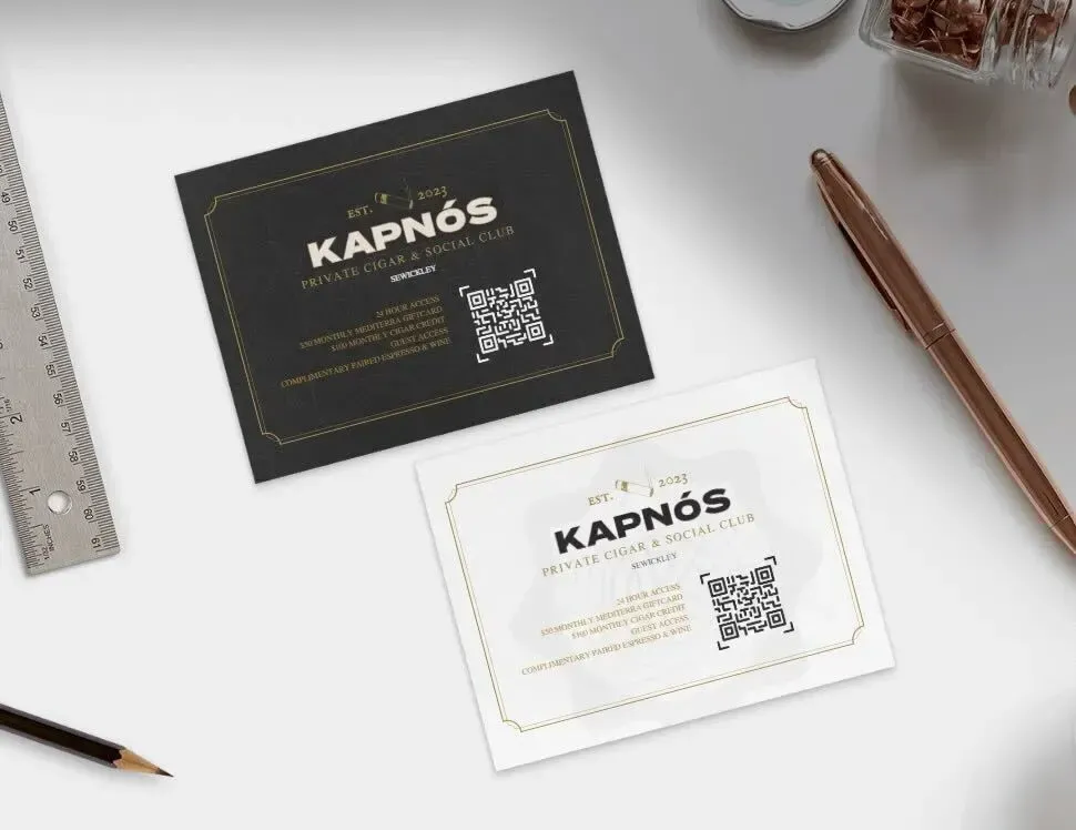  Unfiltered Marketing Group client spotlight kapnos business card moock up