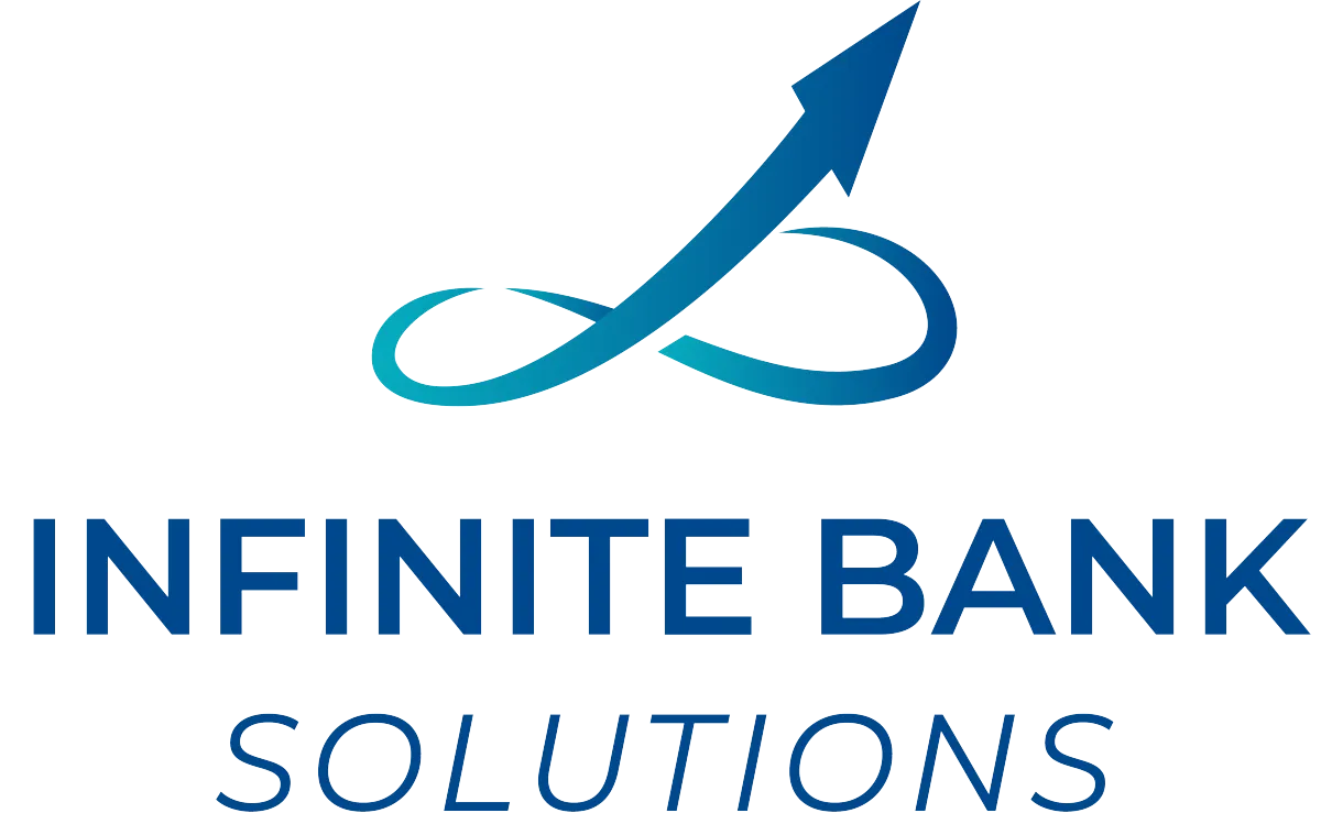 A visual representation of Infinite Banking with a chart showing financial growth, whole life policy cash value, and steps to achieve financial independence.