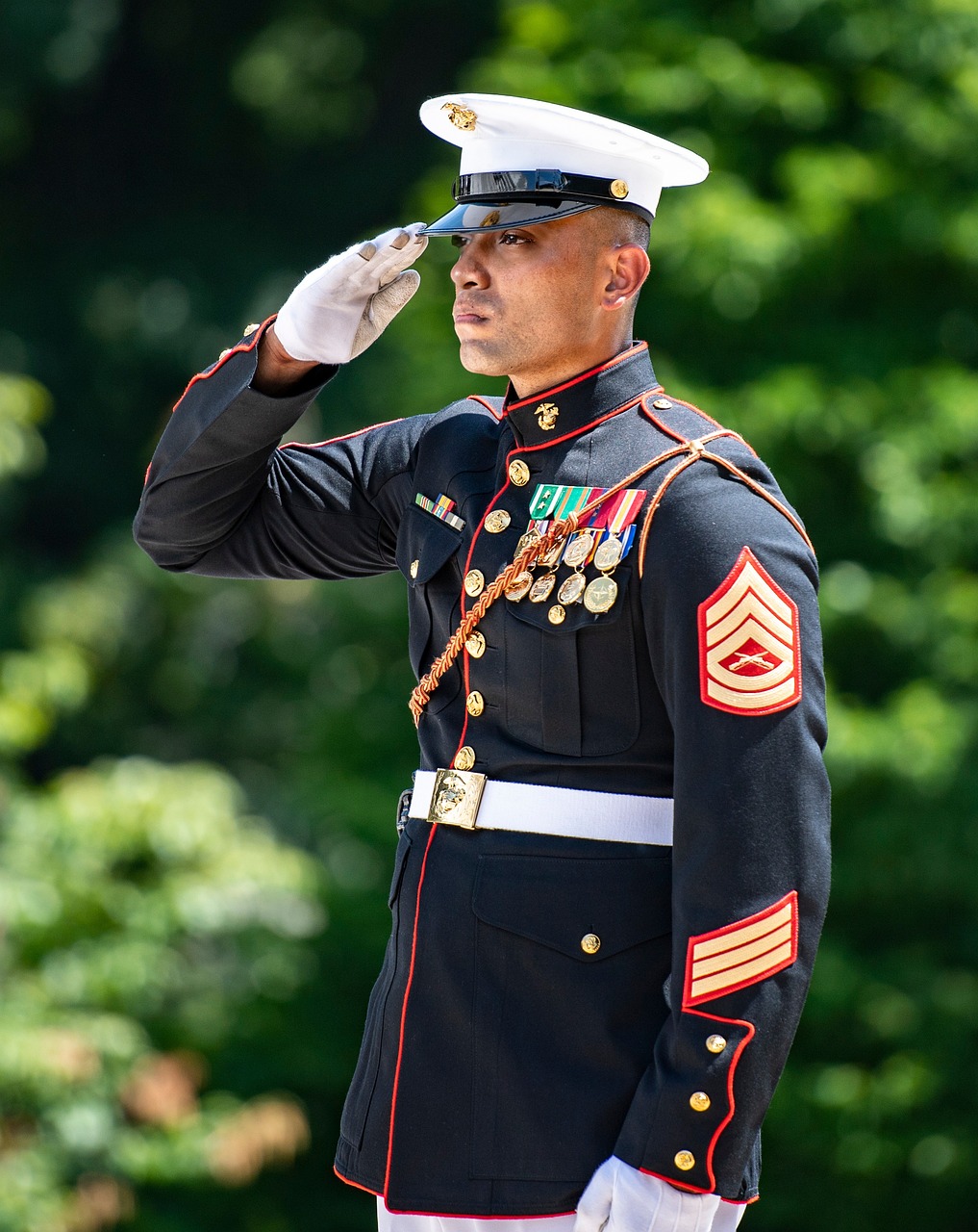 marine in dress blues uniform