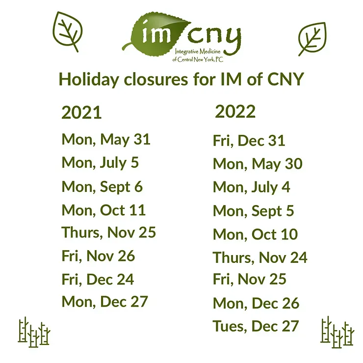 Holiday Closures for IM of CNY 2021 and 2022
