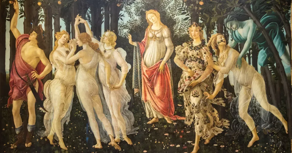 Painting-of-La-Primavera-Allegory-of-Spring-by-Botticelli-by-Uffizi-Now