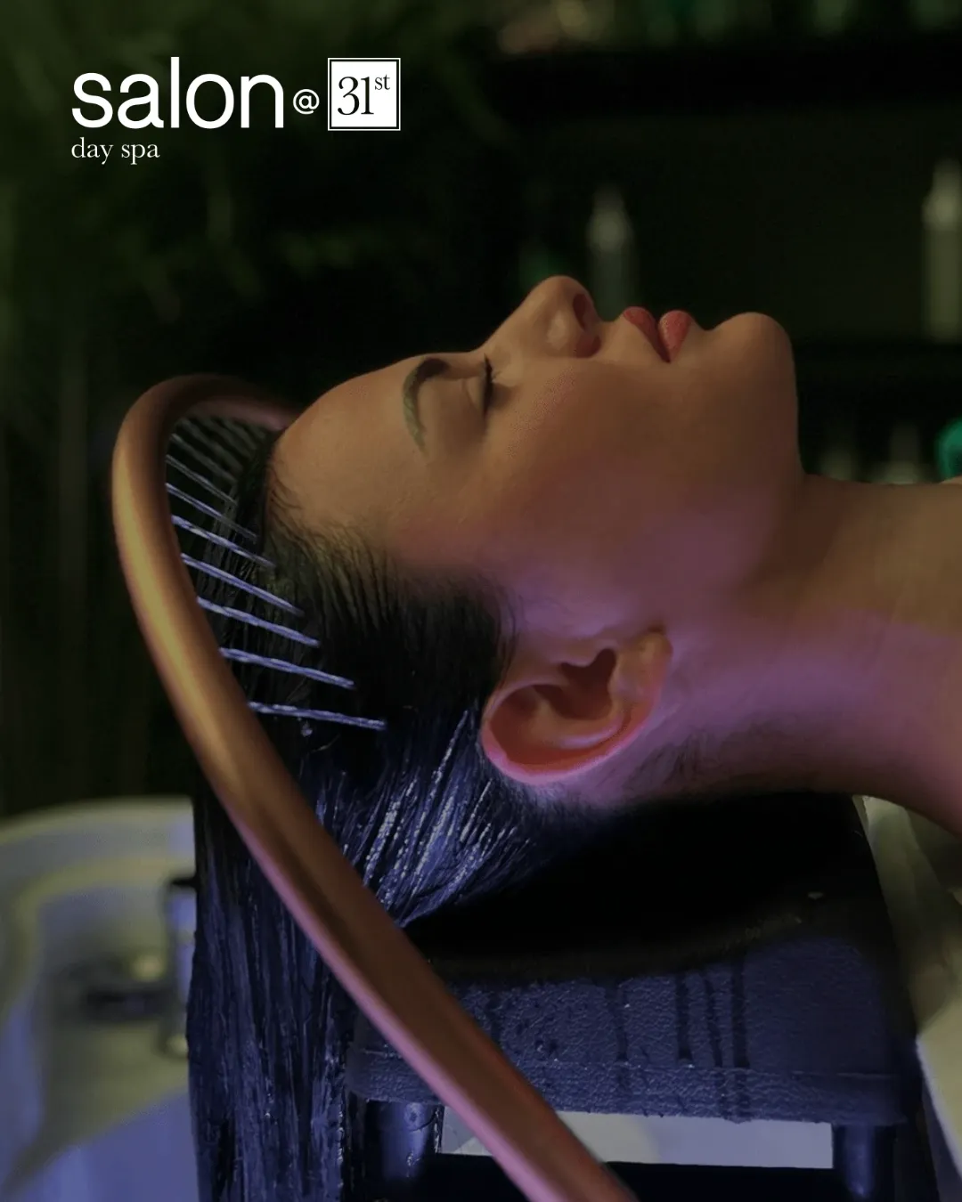 Nourishing Head Spa scalp massage for stress relief at Salon @31st Day Spa in Virginia Beach