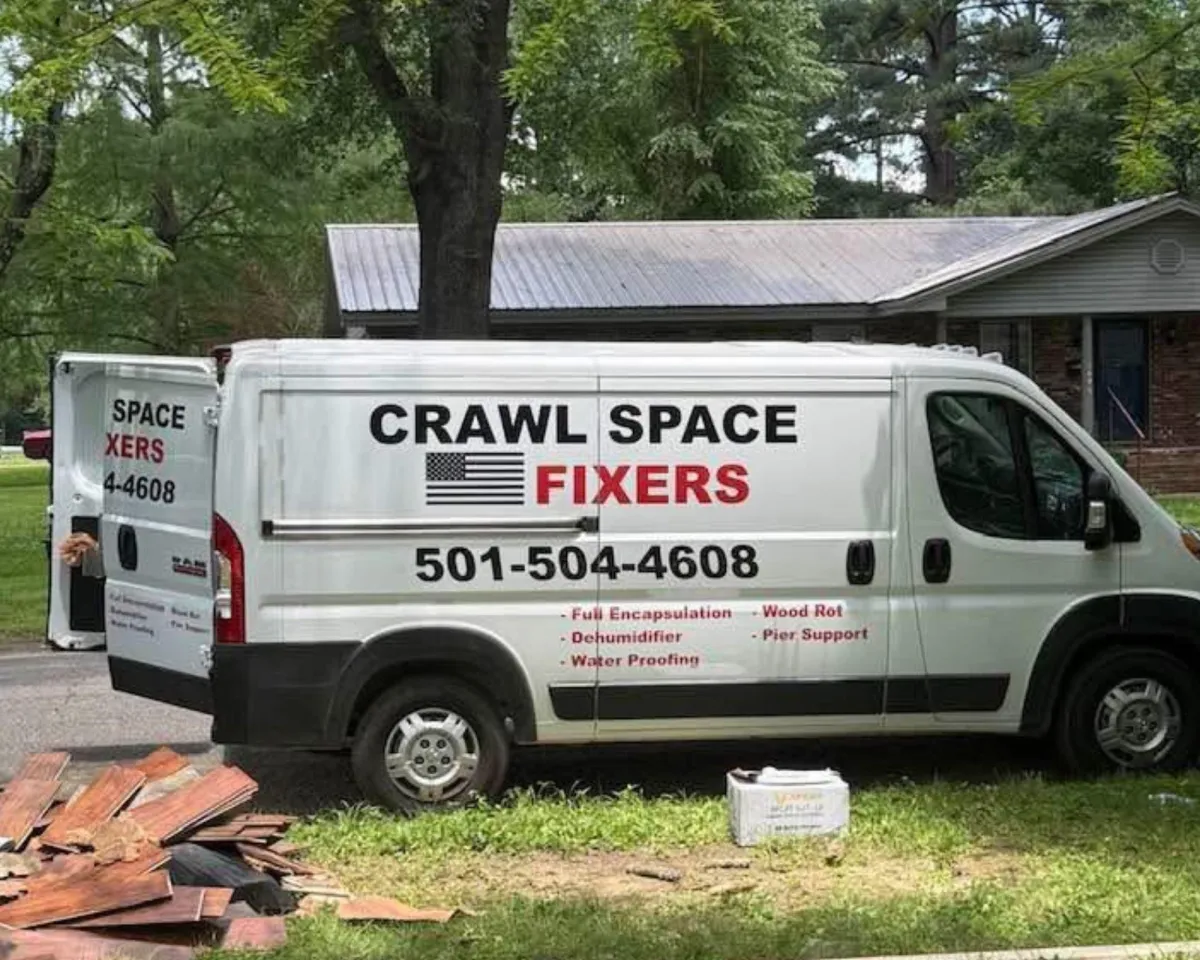 Crawl Space Fixers van arrives to service Arkansas Homeowner
