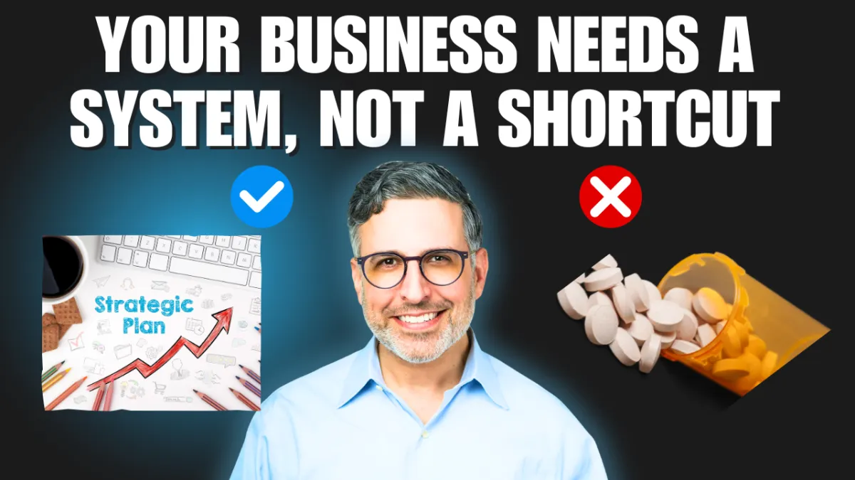 person between business strategy and pills