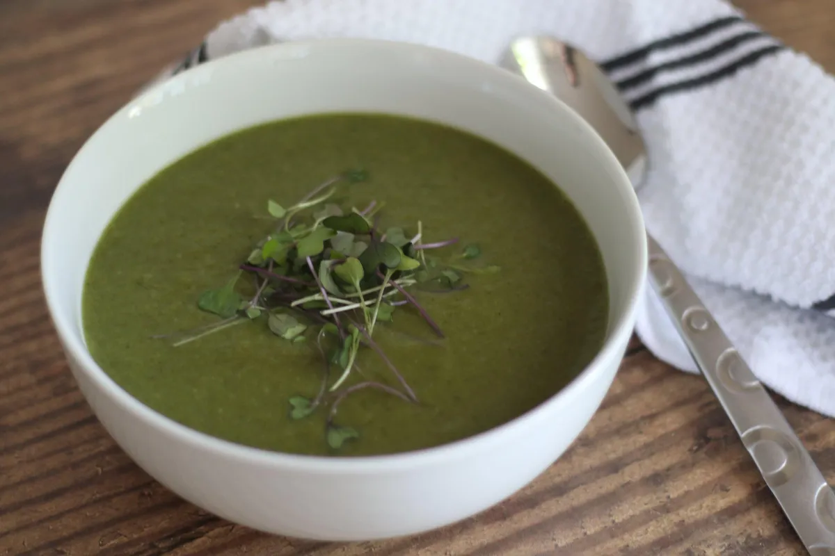 green detox soup on a table