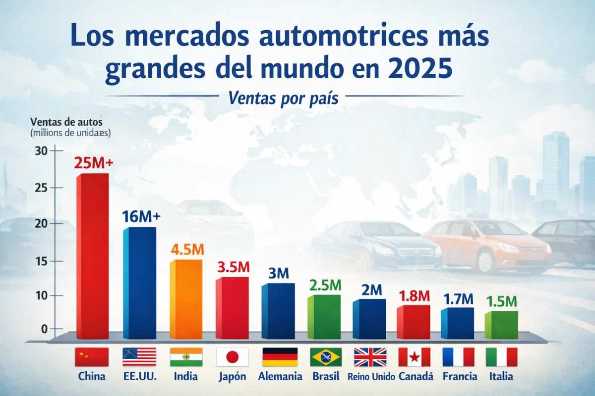 Los mercados automotrices más grandes del mundo en 2025, país por país