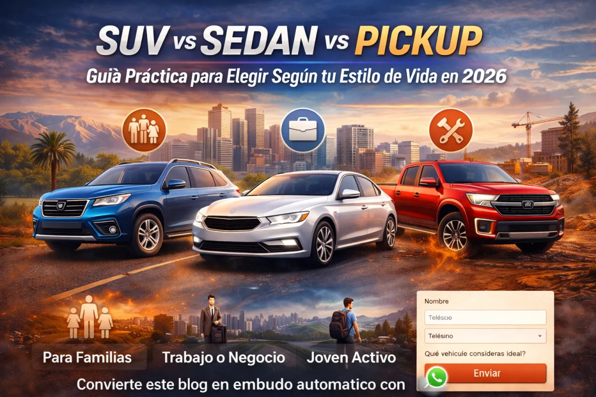 SUV vs Sedan vs Pickup: Guía Práctica para Elegir Según tu Estilo de Vida en 2026