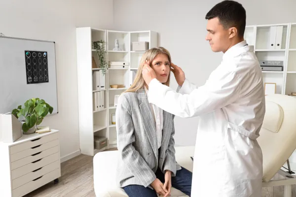 Image of a person receiving medical attention for a concussion.