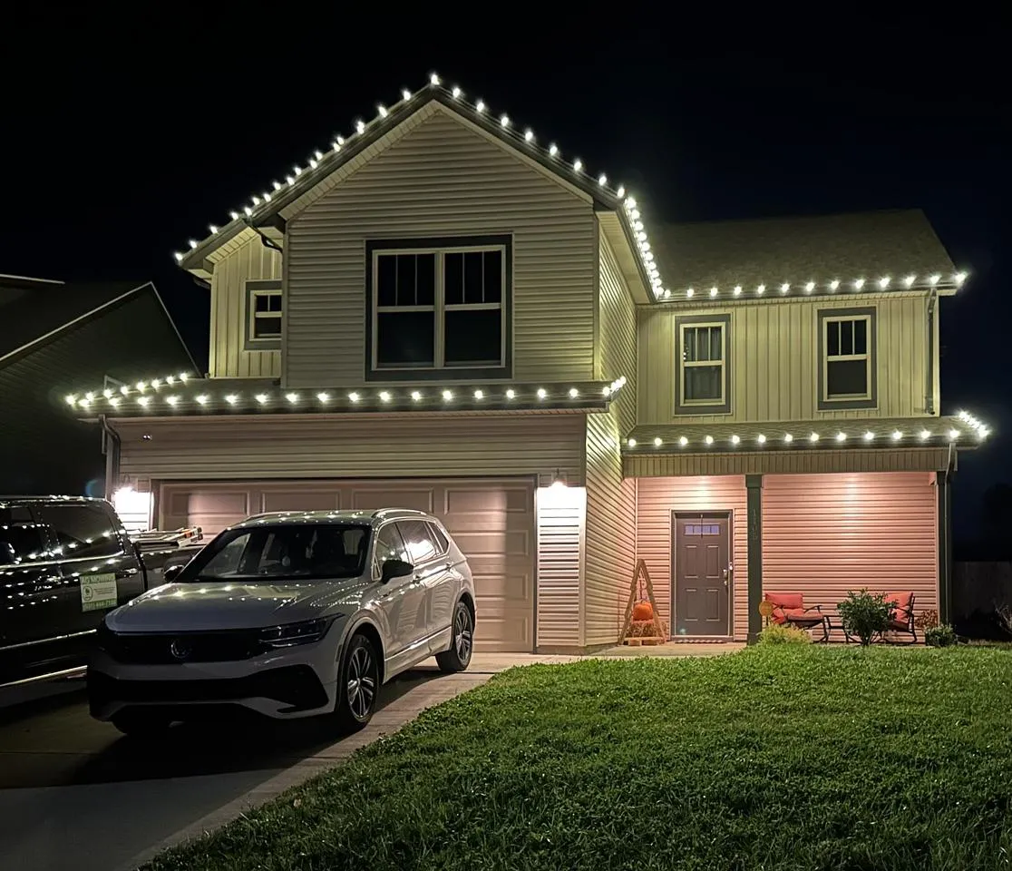 Christmas lights installed on a Clarksville home by AG Holiday Lighting