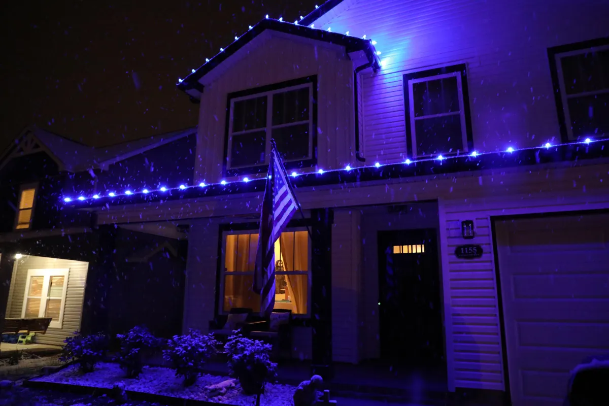 Blue Christmas lights installed by AG Holiday Lighting