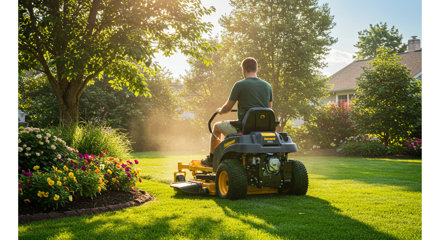 Man mowing lawn in North Gerogia