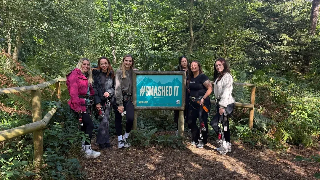 EHSalon team on a Go Ape treetop adventure at Bedgebury – salon team-building day out.