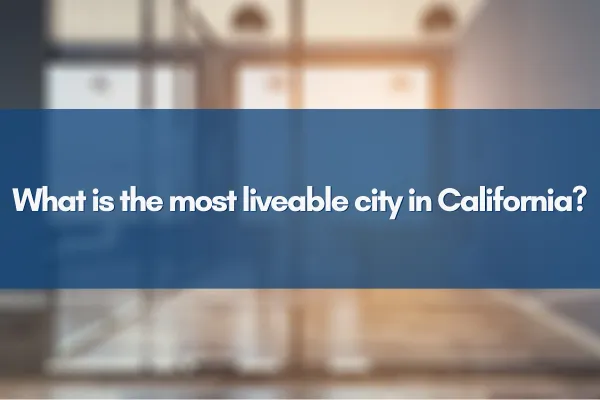 A beautiful panoramic view of a vibrant Californian city at sunset, showcasing greenery, modern homes, and bustling community life.