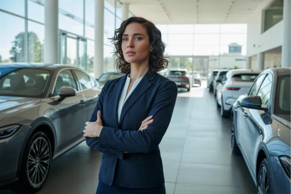 Woman automotive leader representing team-centered leadership and collaboration.