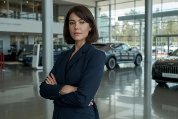 Woman automotive leader representing resilience and leadership in retail automotive.