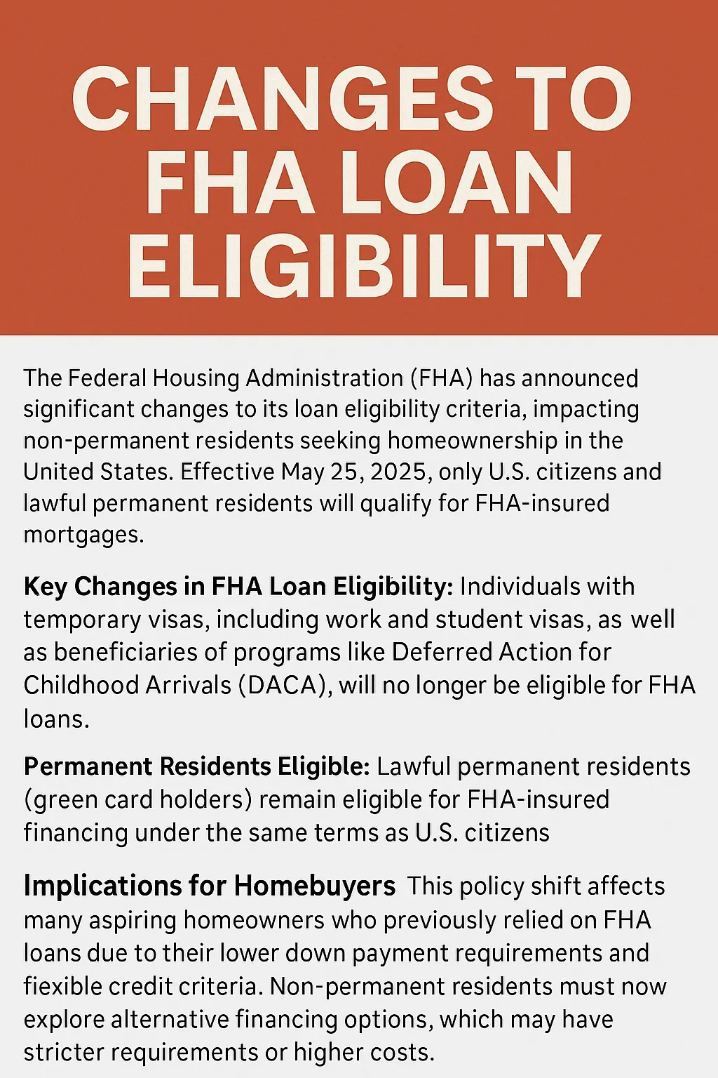 Key Changes in FHA Loan Eligibility